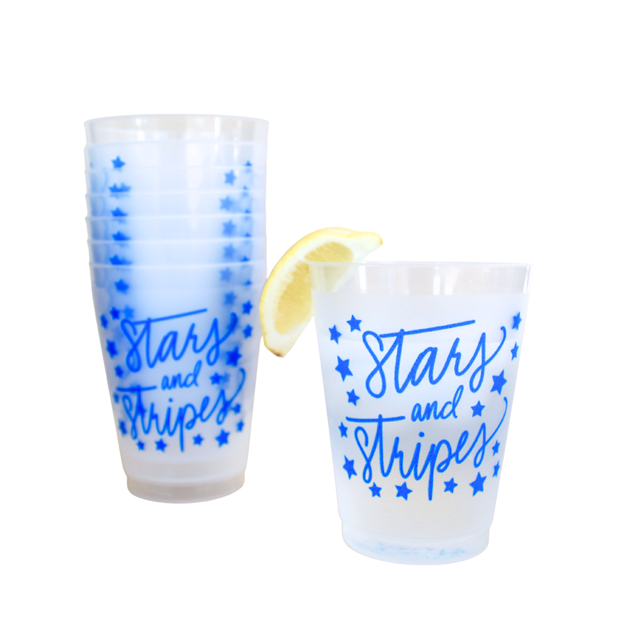 Stars & Stripes Patriotic Party Cups, Set of Eight 16 Ounce Plastic Cups